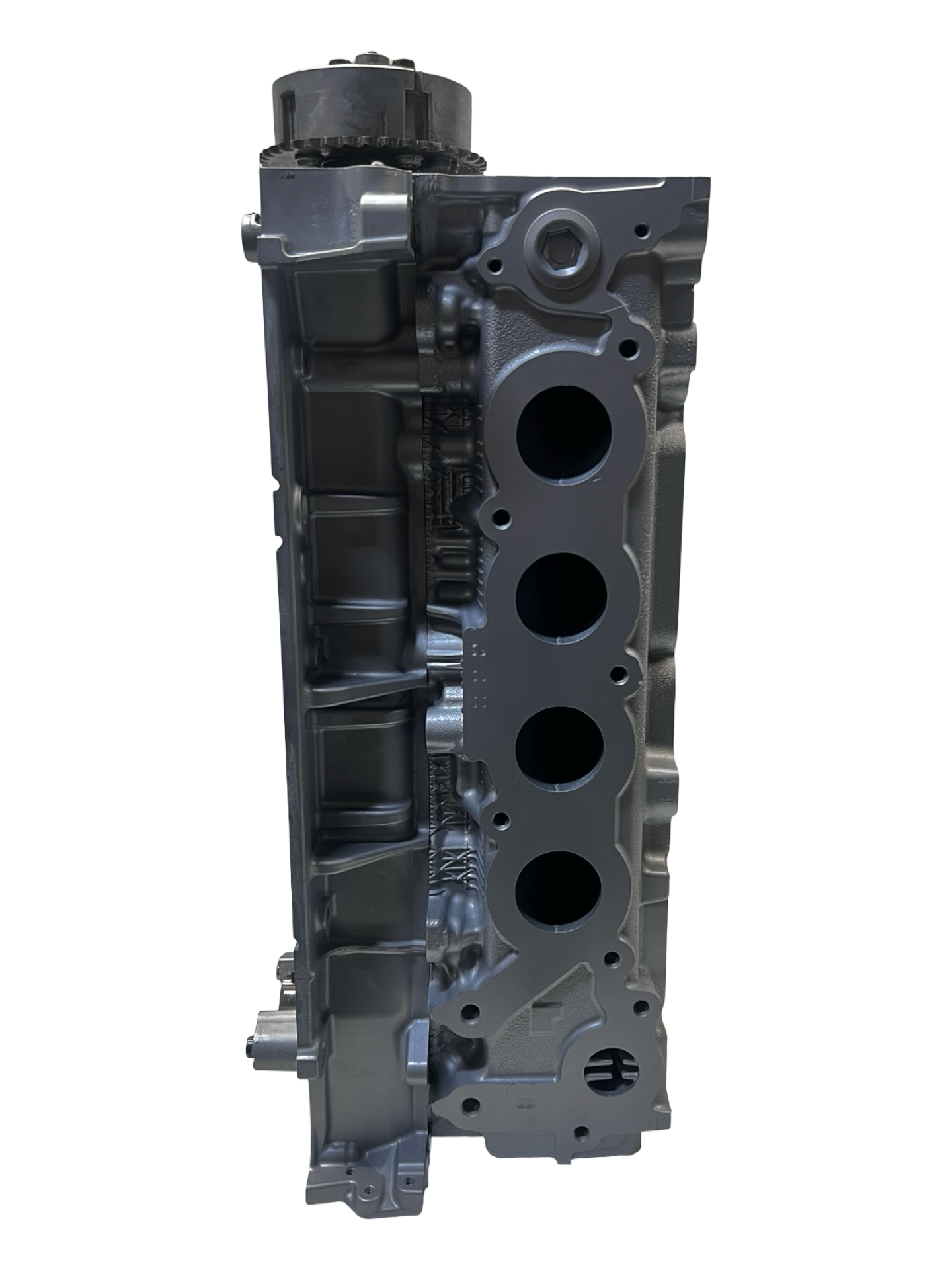 Exhaust view of remanufactured Toyota A25A 2.5L DOHC cylinder head for Camry, RAV4, Avalon, Highlander, Sienna, Lexus ES, and NX (2017–2025)