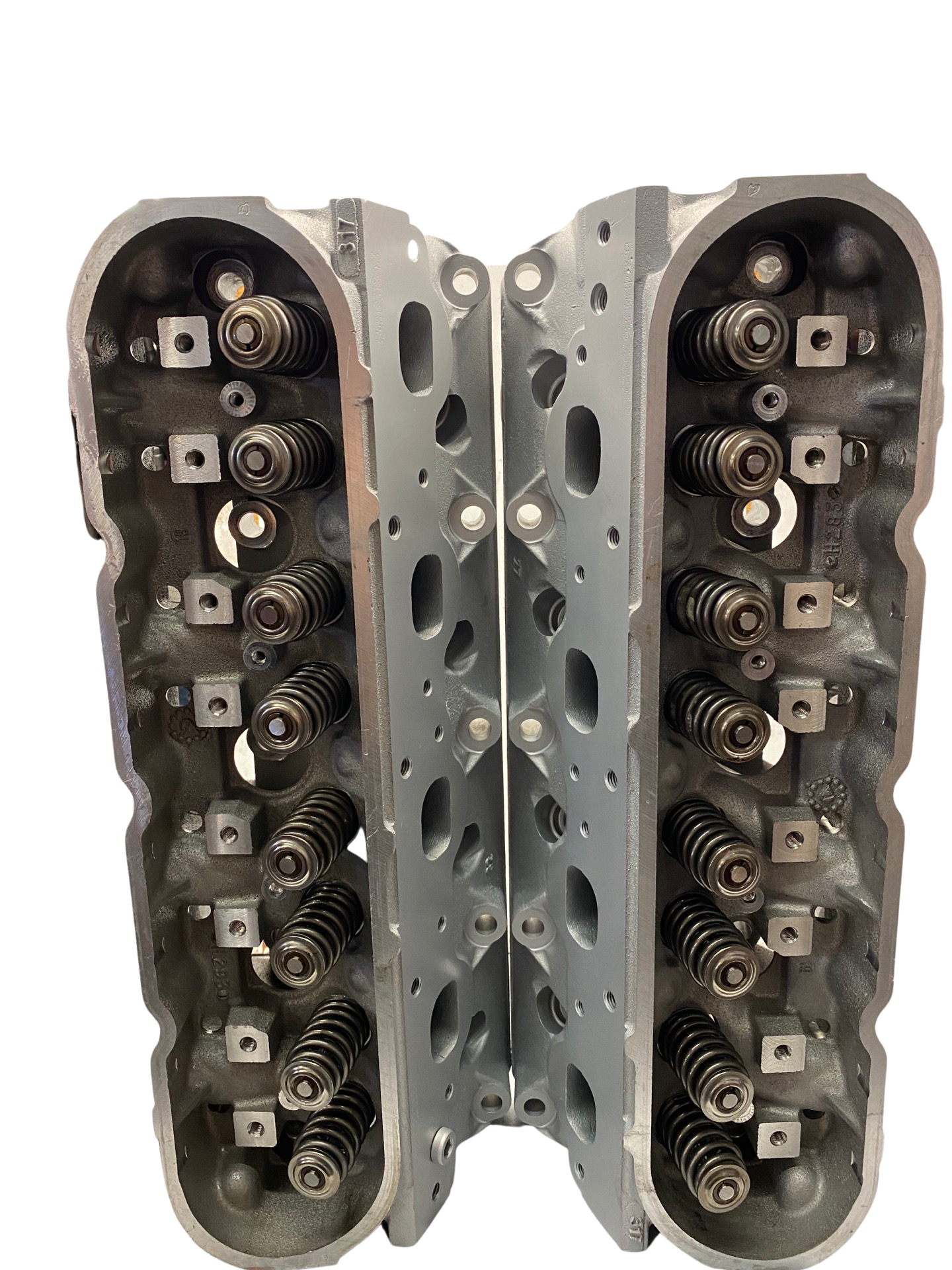 Top view of cylinder heads for a GM / Chevy 6.0L casting#317 (SOLD IN PAIR)