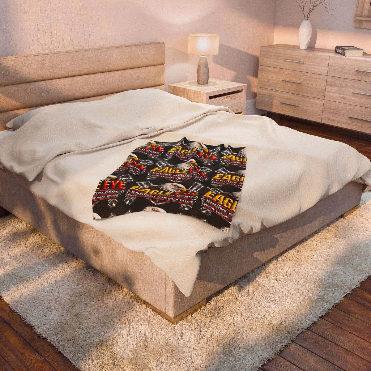 Eagle Eye Engine Rebuilders Velveteen Plush Blanket — Cozy Mechanic Garage Throw