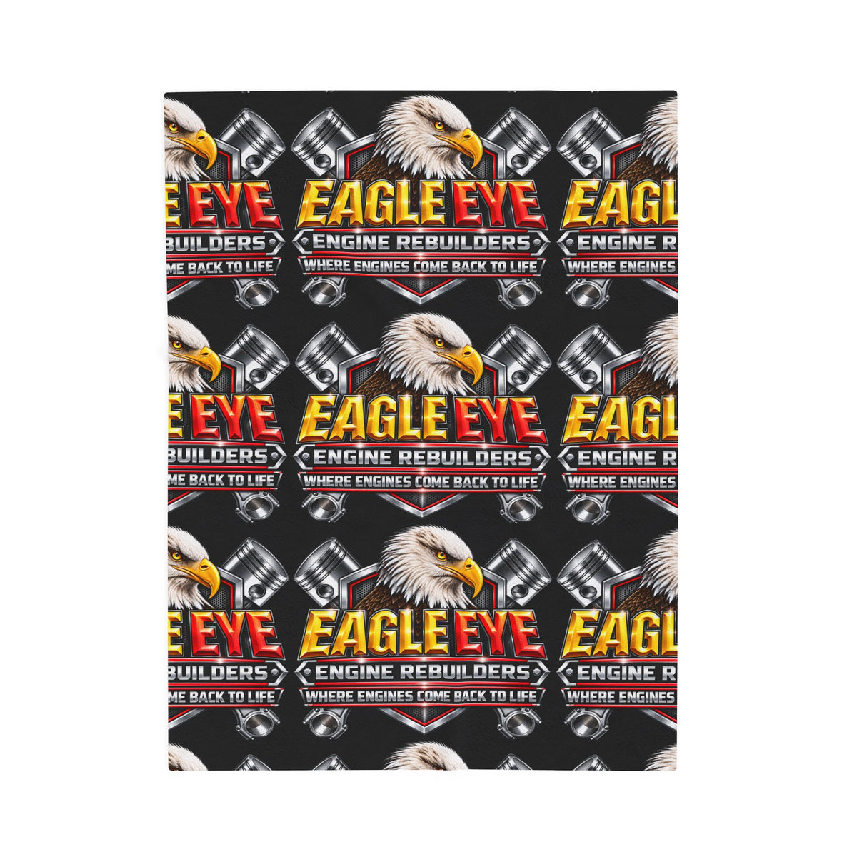 Eagle Eye Engine Rebuilders Velveteen Plush Blanket — Cozy Mechanic Garage Throw