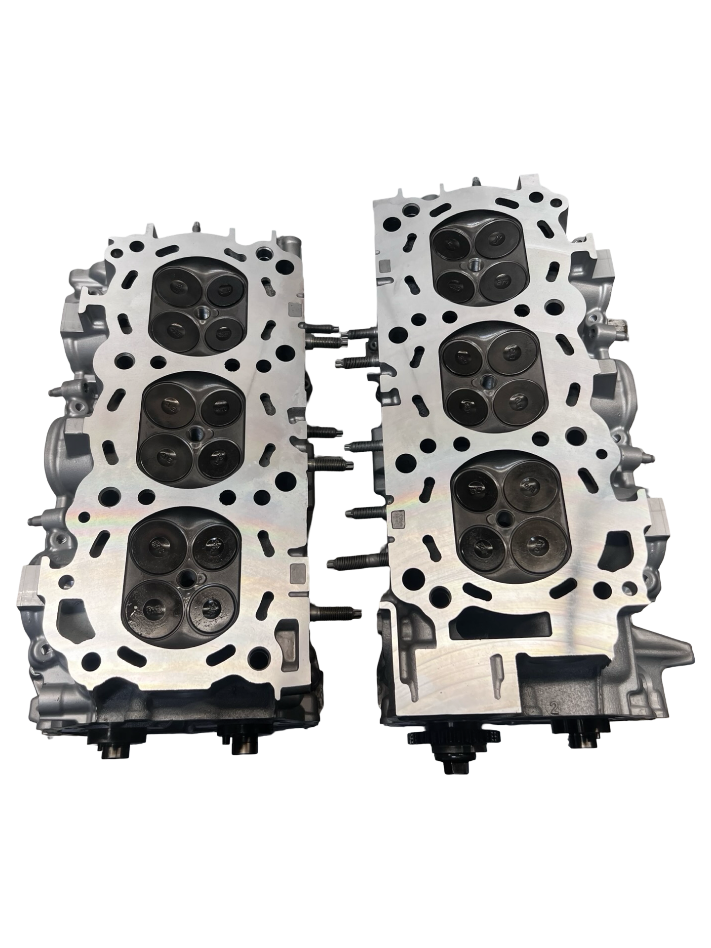 Bottom view of Nissan Infiniti G37 3.7 DOHC V6 Cylinder Heads Cast# EYO Complete 2008 - 2020