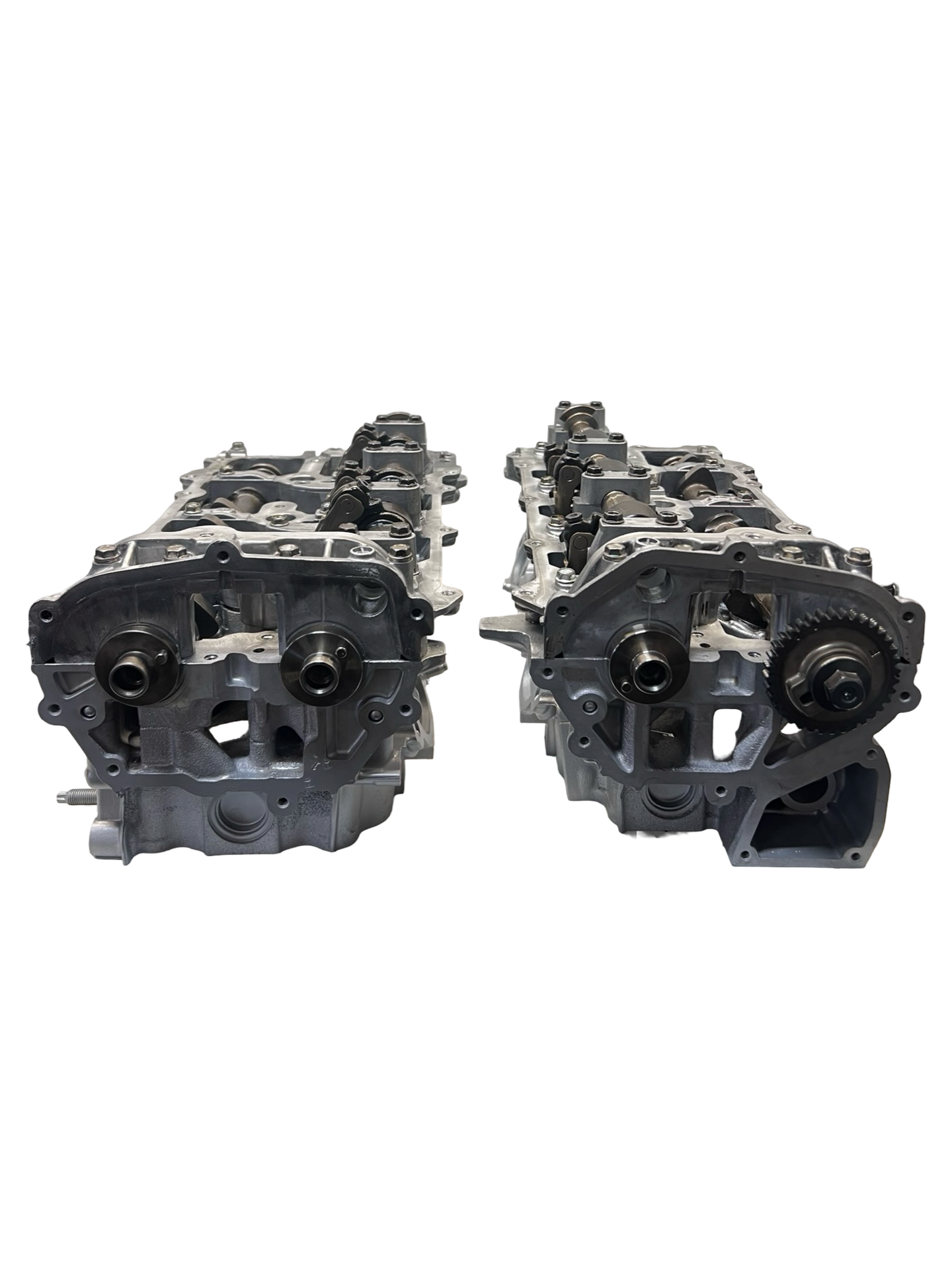 Front view of Nissan Infiniti G37 3.7 DOHC V6 Cylinder Heads Cast# EYO Complete 2008 - 2020