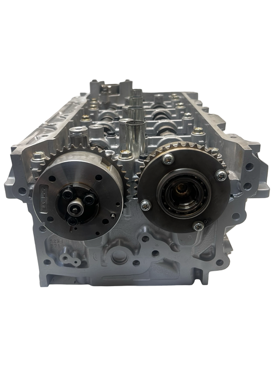 Front view of remanufactured Toyota A25A 2.5L DOHC cylinder head for Camry, RAV4, Avalon, Highlander, Sienna, Lexus ES, and NX (2017–2025)