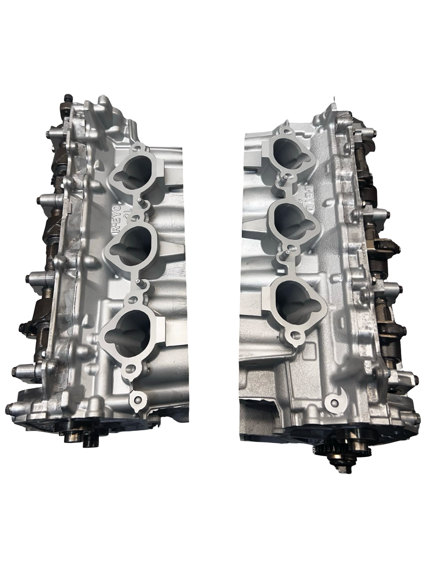 Intake view of Nissan Infiniti G37 3.7 DOHC V6 Cylinder Heads Cast# EYO Complete 2008 - 2020