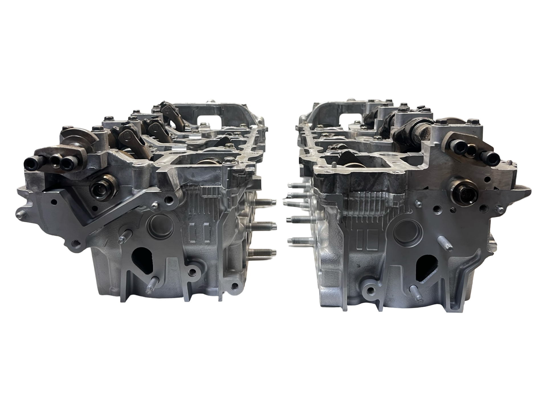 Rear view of Nissan Infiniti G37 3.7 DOHC V6 Cylinder Heads Cast# EYO Complete 2008 - 2020