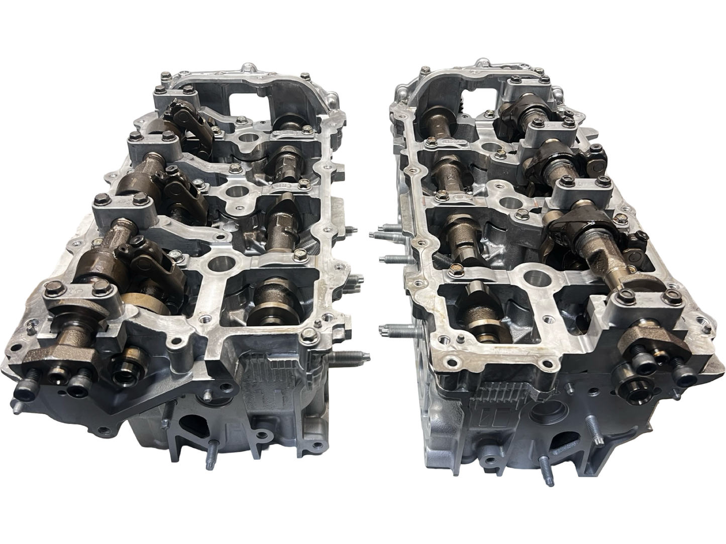 Top rear view of Nissan Infiniti G37 3.7 DOHC V6 Cylinder Heads Cast# EYO Complete 2008 - 2020