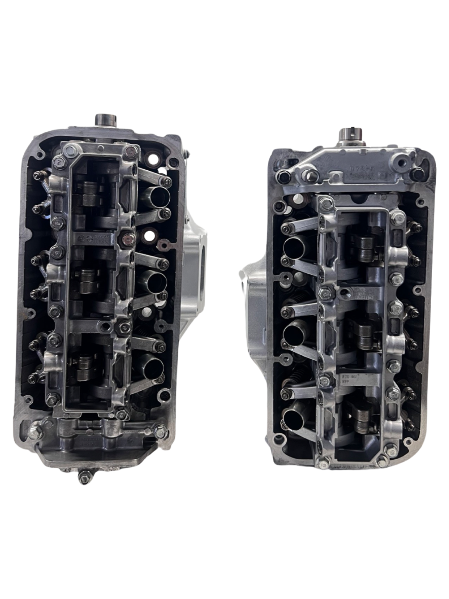 Top view of cylinder heads for Acura MDX J37 3.7L V6 Casting #R70 Cylinder Heads (SOLD IN PAIR)