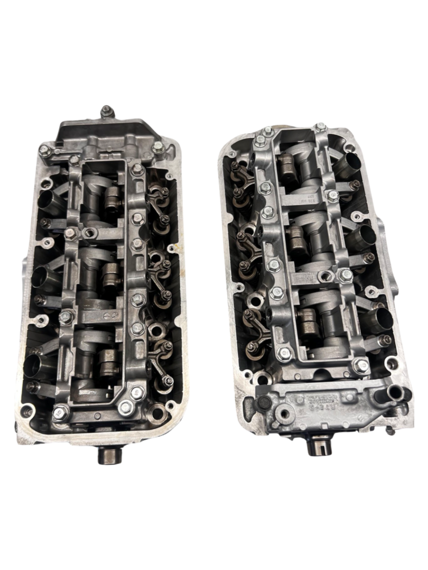Top view of cylinder heads for Acura MDX J37 3.7L V6 Casting #R70 Cylinder Heads (SOLD IN PAIR)